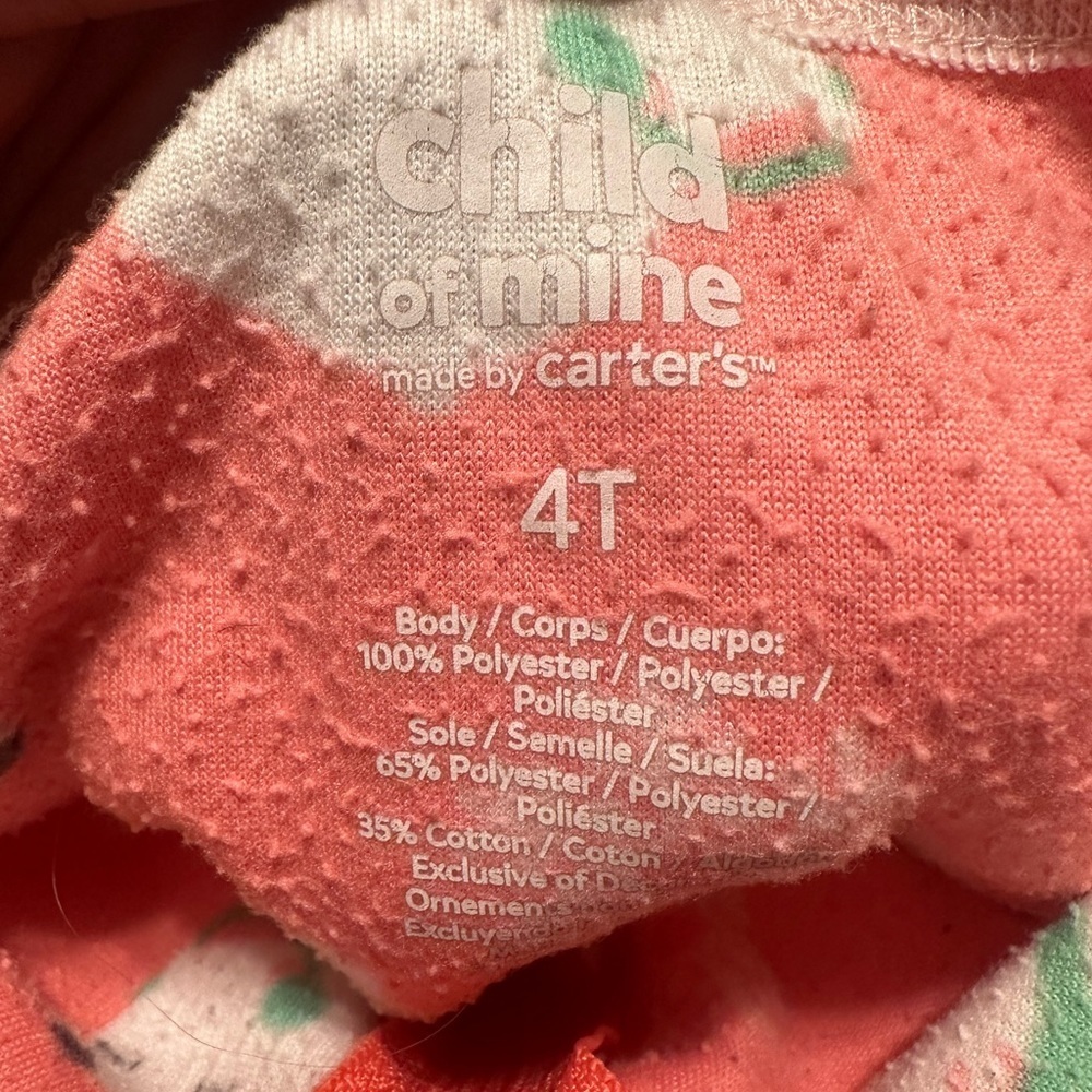 Carter’s 4T Girl’s Footed Pajamas - Picture 2 of 3